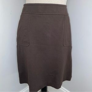Talbots A-line ponte knit skirt w/ pockets knee length chocolate brown size 10
